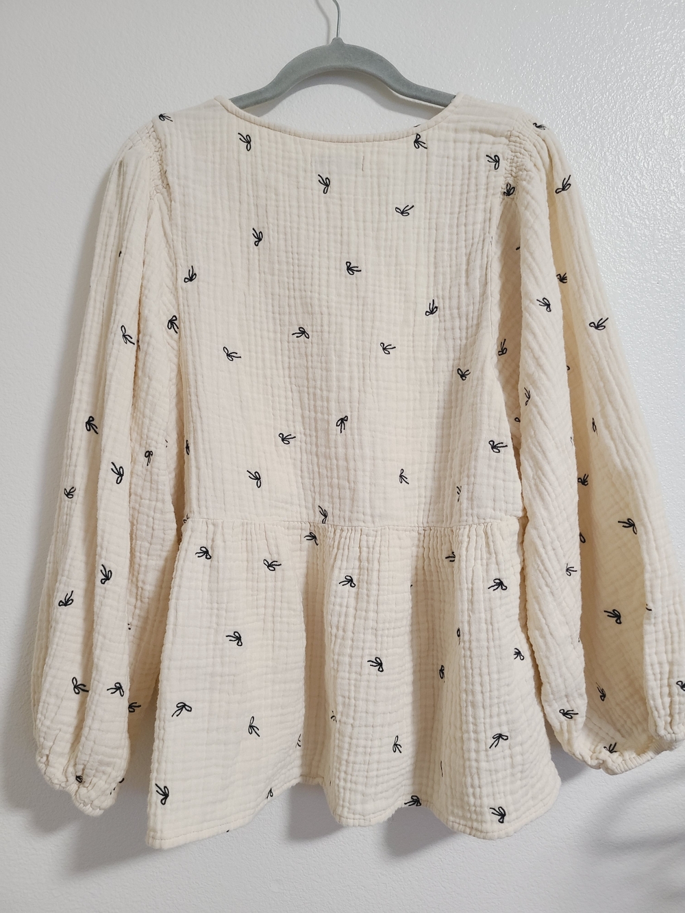 Madewell Cream Gauze Wrap Peplum Top - Picture 4 of 5